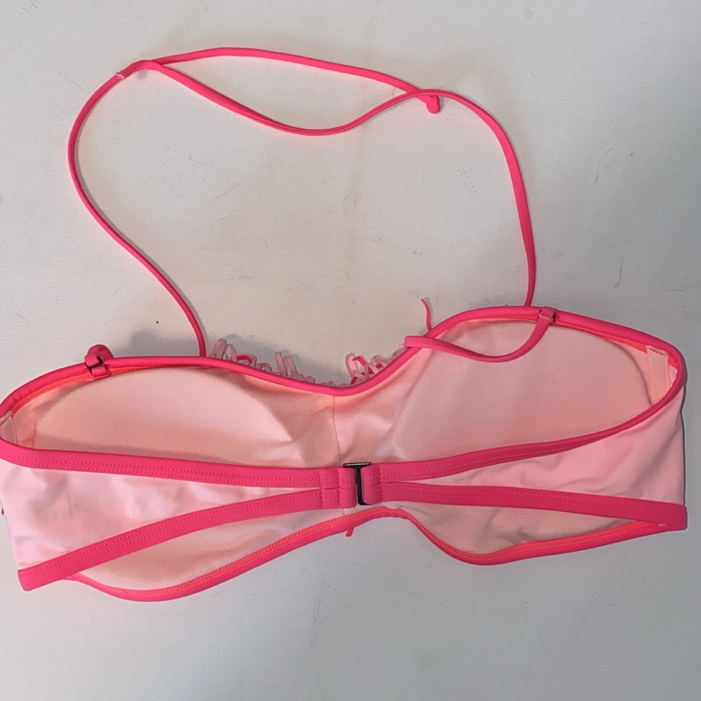 Hollister Pink bikini swimsuit fringe padded top. - Picture 2 of 5